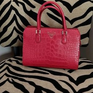 Guess red snake print handbag